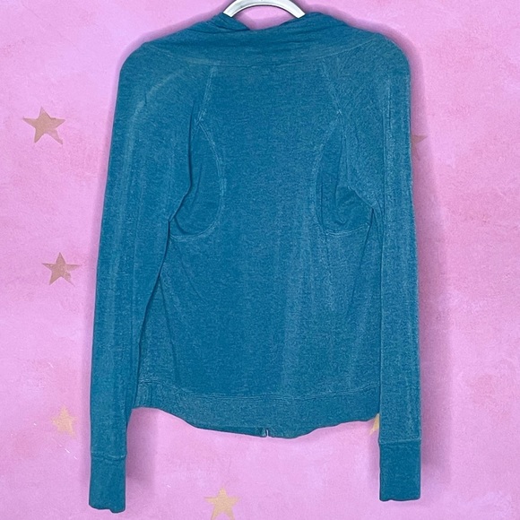 Lucky Lotus Teal Drapey Snap Front Button Viscose Cardigan Sweater Size Medium - Picture 2 of 6